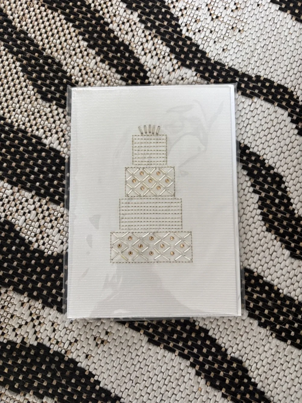 🆕Papyrus 3D Beaded Wedding Cake Marriage Congratulations Greeting Card